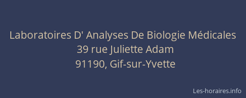 Laboratoires D' Analyses De Biologie Médicales