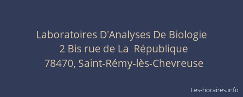 Laboratoires D'Analyses De Biologie