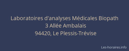 Laboratoires d'analyses M&eacute;dicales Biopath