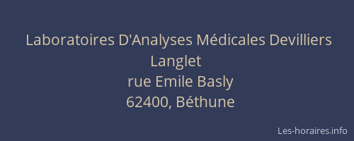 Laboratoires D'Analyses Médicales Devilliers Langlet
