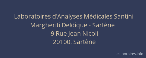 Laboratoires d'Analyses Médicales Santini Margheriti Deldique - Sartène