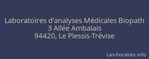Laboratoires d'analyses Médicales Biopath