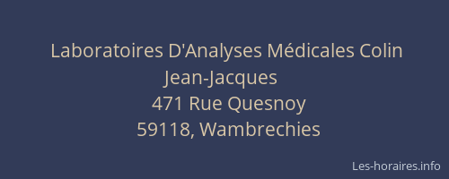 Laboratoires D'Analyses Médicales Colin Jean-Jacques