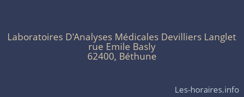 Laboratoires D'Analyses Médicales Devilliers Langlet