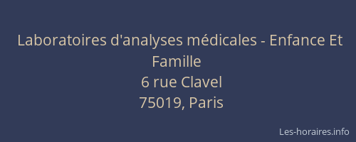 Laboratoires d'analyses médicales - Enfance Et Famille