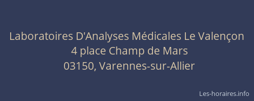 Laboratoires D'Analyses Médicales Le Valençon