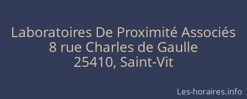 Laboratoires De Proximité Associés