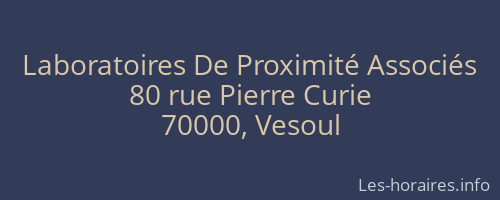 Laboratoires De Proximité Associés
