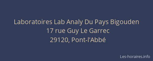 Laboratoires Lab Analy Du Pays Bigouden