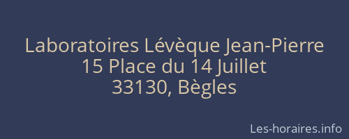 Laboratoires Lévèque Jean-Pierre