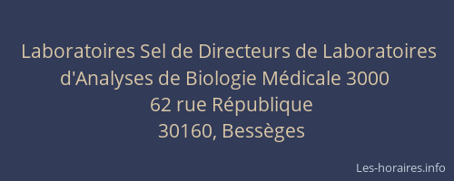 Laboratoires Sel de Directeurs de Laboratoires d'Analyses de Biologie Médicale 3000