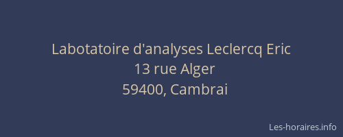 Labotatoire d'analyses Leclercq Eric