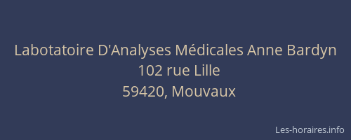 Labotatoire D'Analyses Médicales Anne Bardyn