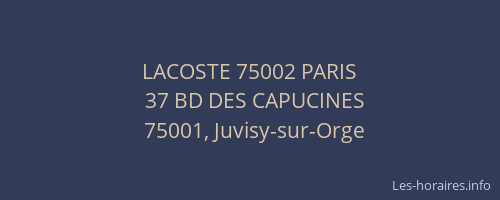 LACOSTE 75002 PARIS