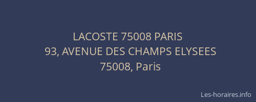LACOSTE 75008 PARIS