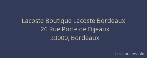 Lacoste Boutique Lacoste Bordeaux