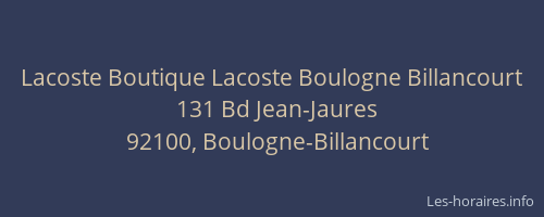 Lacoste Boutique Lacoste Boulogne Billancourt