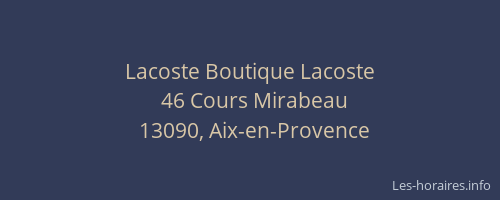 Lacoste Boutique Lacoste