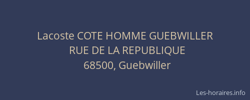 Lacoste COTE HOMME GUEBWILLER