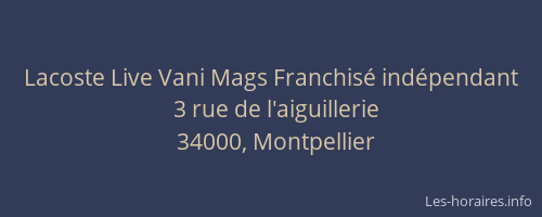 Lacoste Live Vani Mags Franchisé indépendant