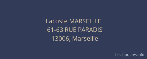 Lacoste MARSEILLE