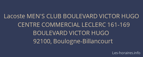 Lacoste MEN'S CLUB BOULEVARD VICTOR HUGO
