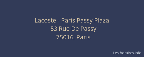 Lacoste - Paris Passy Plaza