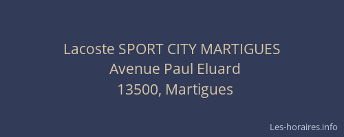 Lacoste SPORT CITY MARTIGUES