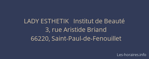 LADY ESTHETIK   Institut de Beaut&eacute;