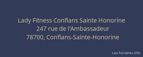 Lady Fitness Conflans Sainte Honorine