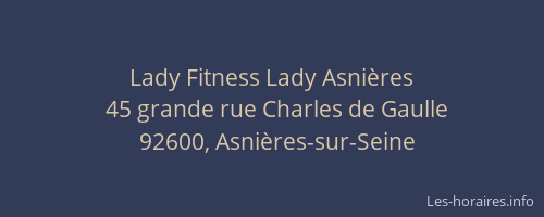 Lady Fitness Lady Asnières