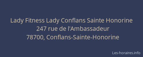 Lady Fitness Lady Conflans Sainte Honorine