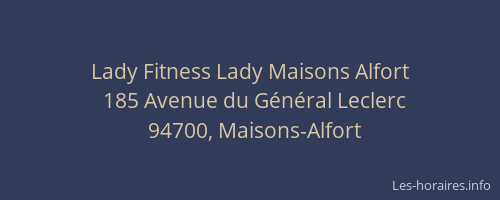 Lady Fitness Lady Maisons Alfort