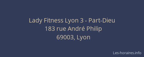 Lady Fitness Lyon 3 - Part-Dieu