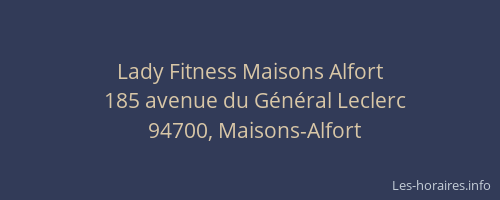 Lady Fitness Maisons Alfort