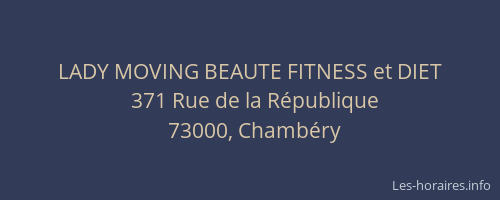 LADY MOVING BEAUTE FITNESS et DIET