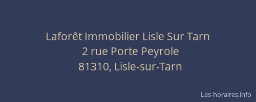Lafor&ecirc;t Immobilier Lisle Sur Tarn