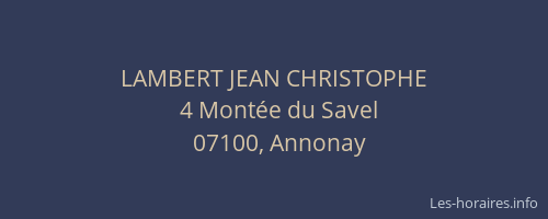 LAMBERT JEAN CHRISTOPHE