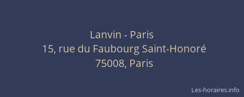 Lanvin - Paris