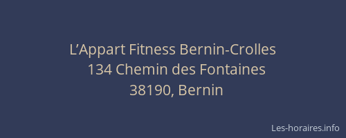 L’Appart Fitness Bernin-Crolles