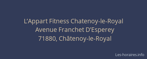 L’Appart Fitness Chatenoy-le-Royal