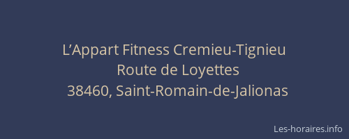 L’Appart Fitness Cremieu-Tignieu