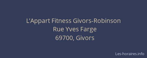 L’Appart Fitness Givors-Robinson