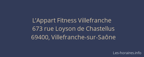 L’Appart Fitness Villefranche