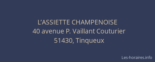 L’ASSIETTE CHAMPENOISE