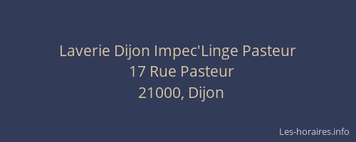 Laverie Dijon Impec'Linge Pasteur