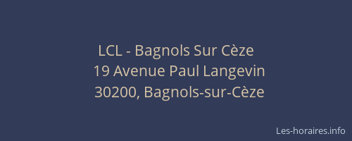 LCL - Bagnols Sur C&egrave;ze