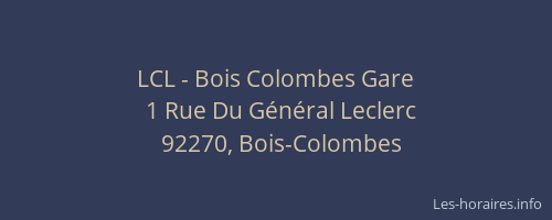LCL - Bois Colombes Gare