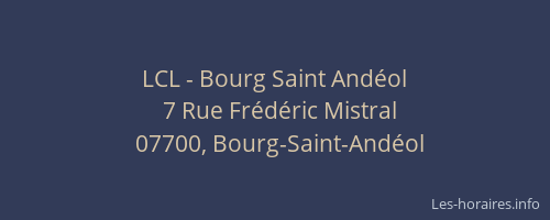 LCL - Bourg Saint Andéol