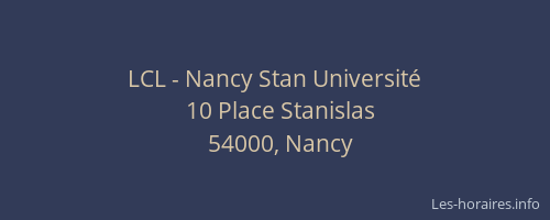 LCL - Nancy Stan Université